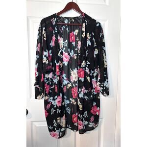Torrid Plus Size Vintage Floral Shirttail Flowy Boho Kimono Cardigan 0/1 1x